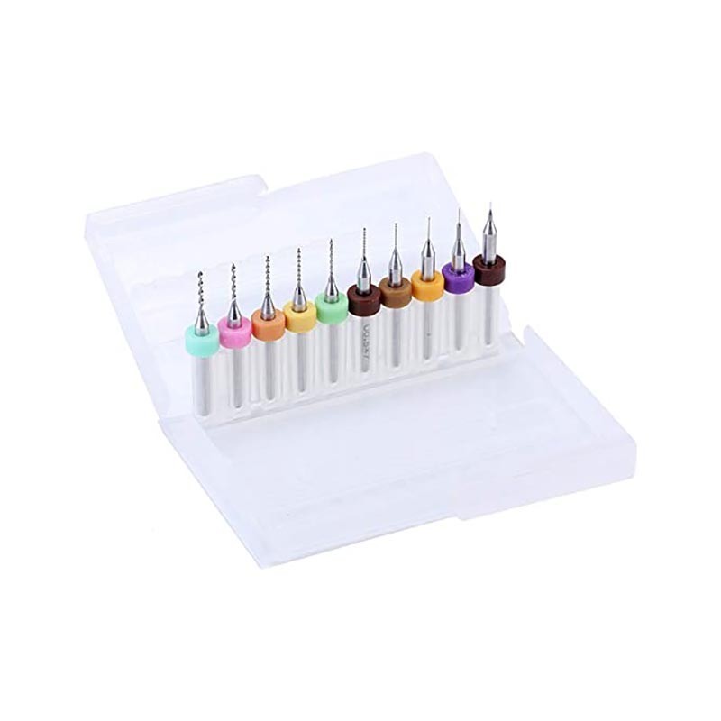 0.1-1.0mm 10pcs PCB Mini Twist Drill Bit Set (3.175mm Shank)